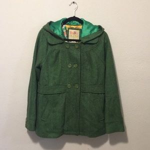 Green Peacoat with hood💚
